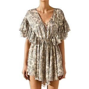 Shona Joy Marea paisley ruffle mini dress